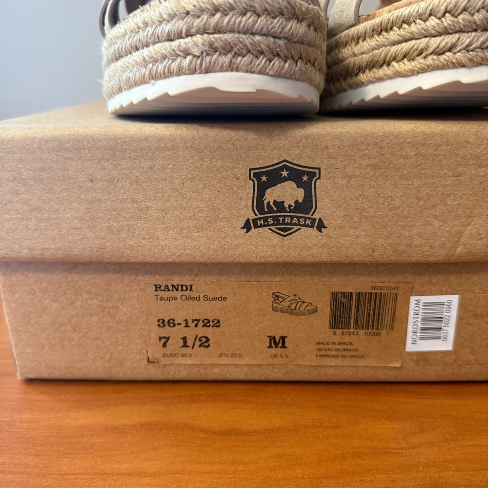 NIB Trask Women’s‎ Randi Espadrille Platform Sandals Taupe Oiled Suede 7.5 - Picture 7 of 7